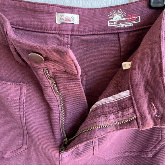 Faherty Stretch Terry Patch Pocket Pant High Rise Wide Leg Size 25 Brown Maroon - Picture 4 of 9